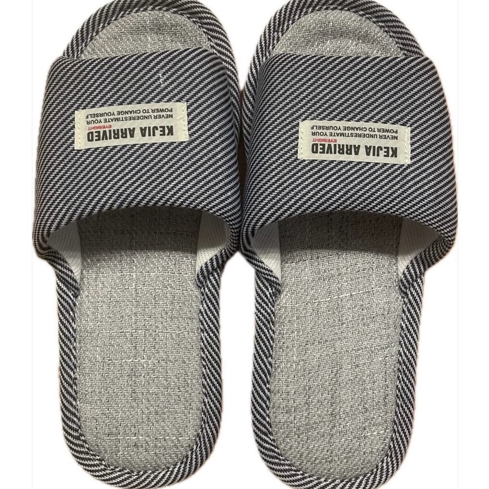 New Indoor Men Non-slip Open Toe Home Slippers Blue and Grey Size 40-41